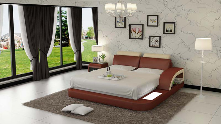 Luxe bedverlichting, leren bedden, sofa, grote huwelijksdekking 140/160/180 cm