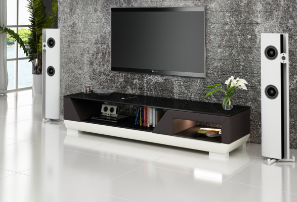 RTV-TV-meubel van leer glas decor tafel tv-kast tafel ontwerper