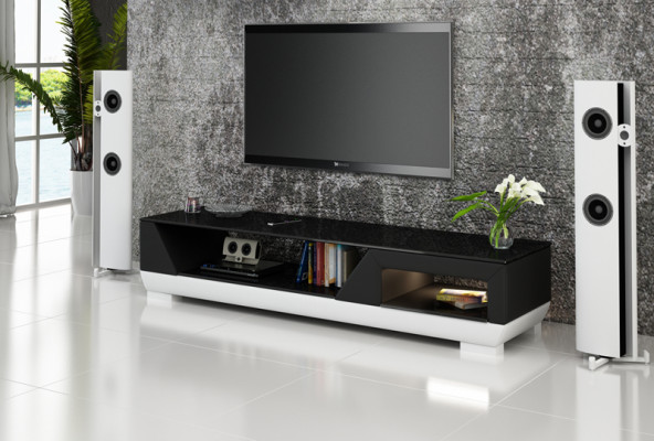 RTV-TV-meubel van leer glas decor tafel tv-kast tafel ontwerper