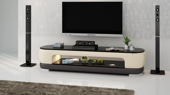 RTV TV Sideboard Decor Leder Glas Tisch Fernseh Schrank Tisch Designer.