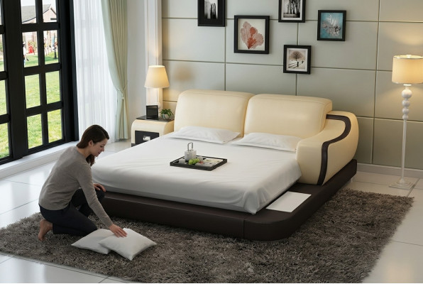 Waterbed Hotel dubbel bed compleet leren bed gestoffeerd bed water LB8803