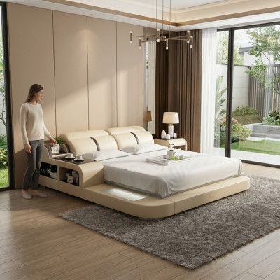 Waterbed Hotel Dubbel Bed Bedden Compleet Leren Bed Gestoffeerd Bed Wasser LB8821