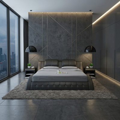 Waterbed Hotel Dubbel Bed Bedden Compleet Lederen Bed Gestoffeerd Bed Water LB8824