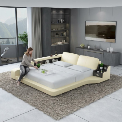 Waterbed Hotel Dubbel Bed Bedden Compleet Lederen Bed Gestoffeerd Bed Water LB8841