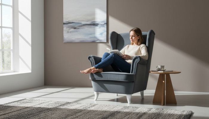Ontwerp TV-loungeclubfauteuil oorfauteuil leunstoel Ontspannen gestoffeerde stoel Nieuw