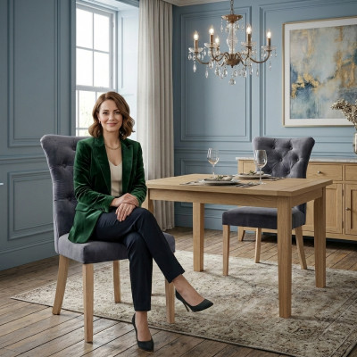 Designerstoel Chesterfield leunstoel gestoffeerde stoelen gastro eetkamer nieuw Ashley.