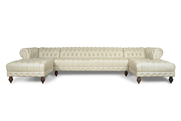 Chesterfield Bank U-vorm Bank Klassiek Leren Woonlandschap Hoekbank - 366