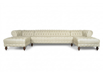 Chesterfield Bank U-vorm Bank Klassiek Leren Woonlandschap Hoekbank - 366