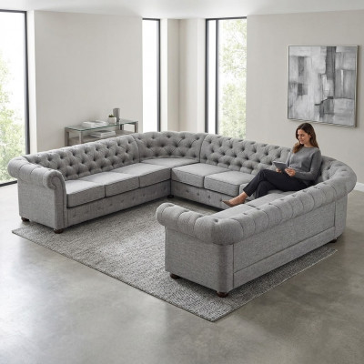 Chesterfield Bank Bank Bekleding Woonlandschap U-vorm Salon Bank Hoekbank
