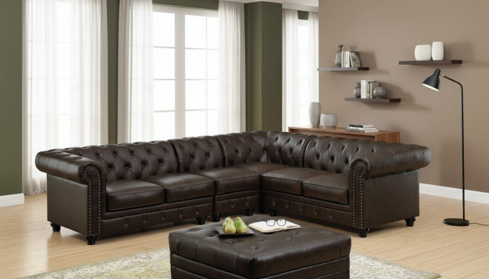 Chesterfield hoekbank bank bank leren bank gestoffeerde hoekbankstel ontwerp #336