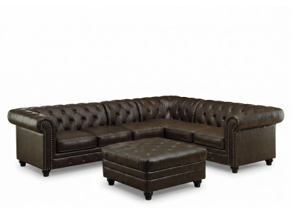 Chesterfield hoekbank bank bank leren bank gestoffeerde hoekbankstel ontwerp #336