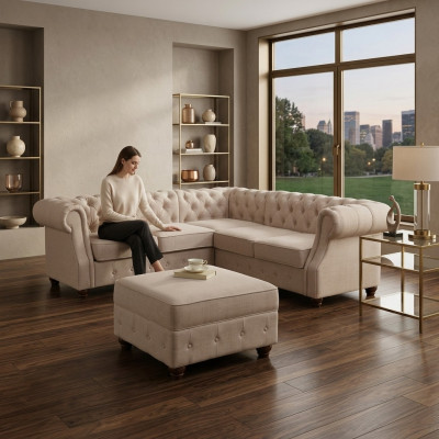 Chesterfield bank Gestoffeerde banken Klassiek textiel Schaffhau Decor Hoekbank