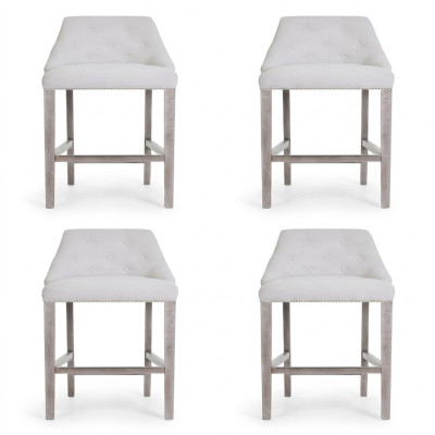 4x Bar Kruk Barkruk Toonbank Stoel Set Stoelen Gestoffeerd Chesterfield Design Stijl