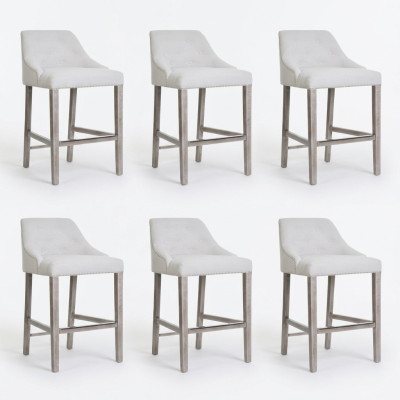 6x Barkruk Barkruk Teller Stoel Set Stoelen Gestoffeerd Chesterfield Design Stijl