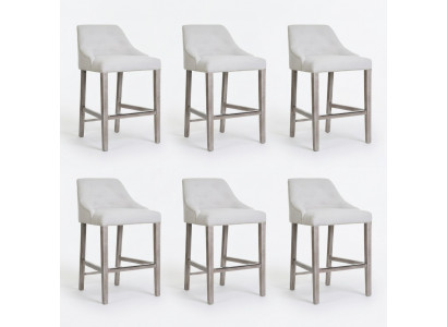 6x Barkruk Barkruk Teller Stoel Set Stoelen Gestoffeerd Chesterfield Design Stijl
