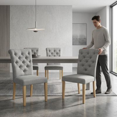 4x Stoelen Stoel Bekleding Ontwerp Lounge Zitje Leuning Set Fauteuil Chesterfield