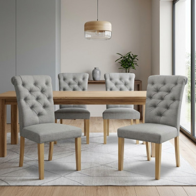 4x Stoelen Stoel Bekleding Ontwerp Lounge Zitje Leuning Set Fauteuil Chesterfield