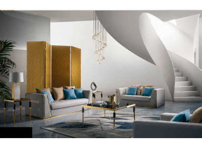 Garnitur 3+2 Sitzer Couchtisch Beistelltisch Wohnlandschaft Sofa Couch 4tlg. Neu