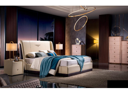 Design Schlafzimmer Lederbett 3tlg. Set 2x Nachttisch Betten Luxus Möbel Konsole