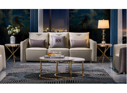 Beistell Couch Tisch Rund Tische Runde Sofa Metall Glas Designer Luxus design