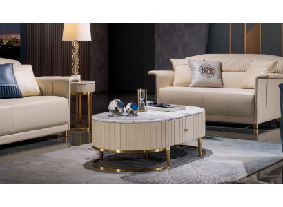 Couchtisch Tisch Oval Luxus Design Tische Kaffee Beistelltische Wohnzimmer Ovale
