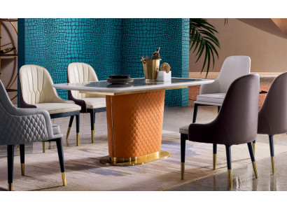 esstisch garnitur designer esszimmer möbel tisch leder stuhl 6x stühle gruppe