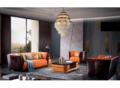 Klassische Garnitur 3+2+1 Sitzer Polster Sofagarnitur Couch Sofa 100% Leder Sofa
