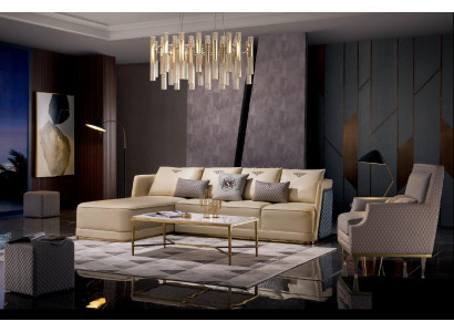 Klassische Leder L Form Couch Wohnlandschaft Ecksofa Moderne Garnitur 3tlg. Set