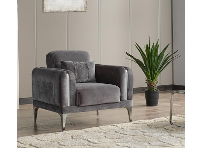 Sessel Sitzer Design Wohnzimmer Polster Holz Polster Moderne Luxus Grau Modern