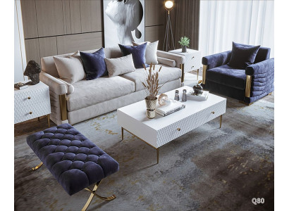 Designer Couch Polster Sitz Garnitur Sofa Garnituren Textil 3+1 Sitzer Hocker