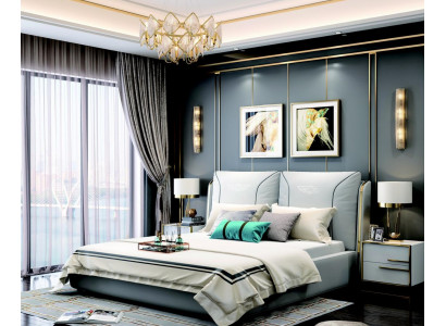 Polsterbett Doppelbett Designer Bett Ehebett Schlafzimmer Lederbett Neu Betten