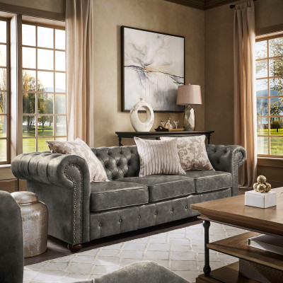 jvmoebel ® Leren Bank Sofa - Design Stoffen Driezitsbank Set Bruin