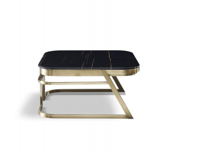 Holz Couchtisch in Natur mit Edelstahl – Modernes Design