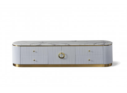Holz Sideboard in Natur mit Edelstahl, modernes Design