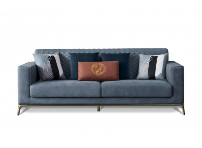 Klassische Polster Sofas Design Luxus Couch Sofa Textil Couchen Blau 3 Sitzer