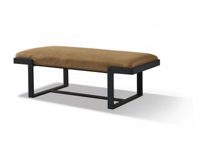 Hocker Polsterhocker Fuß Ablage Möbel Wohnen Sitzbänke Sitz Leder Braun Design