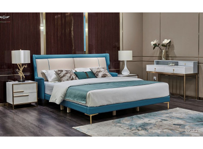 Klassische Polster Leder Velvet Doppel Bett Luxus Design Betten Doppel Ehe Neu