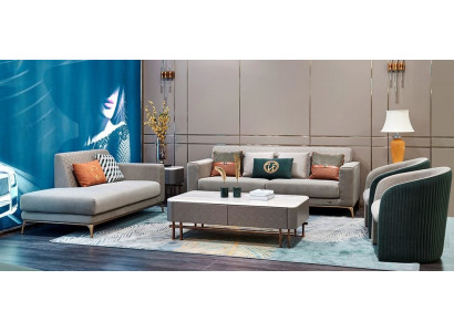 Ledersofa Couch Polster Garnitur 3 + Chaiselounge Sessel Sitz Garnitur 4tlg. Neu