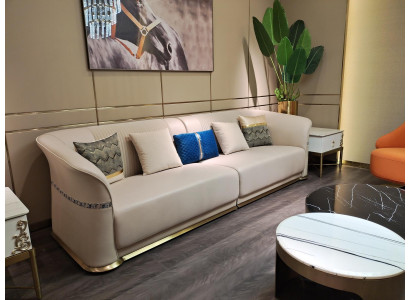 Dreisitzer 3er Set Design Sofas Polster Couchen Textilleder Ledersofa 285cm Neu