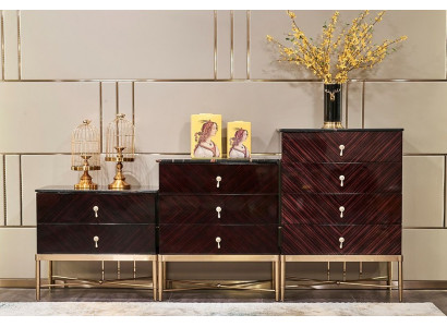 Kommode mit 4 Schubladen Sideboard Hochglanz Schrank Anrichte Kommoden Schwarz