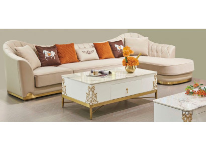 Modernes Sofa Ecksofa L Form  Couchtisch Hocker Ecksofa Polster Hocker 2tlg. Set
