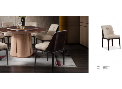 Leder Luxus Beige Gruppe Lehnstuhl  Modern Design Möbel Esszimmer Holz 6 Stühle