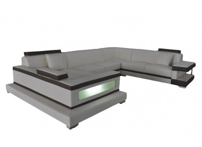 Ecksofa Design Polster Eckcouch Eckgarnitur Sofa Wohnlandschaft Couch Tisch USB