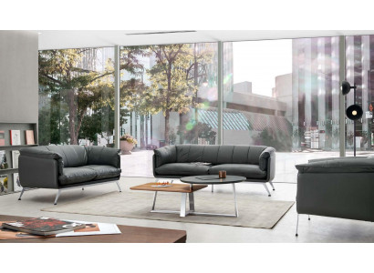 Kunstleder Chesterfield-Sofa in Schwarz modern und elegant