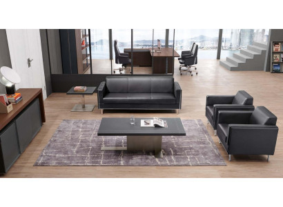 Kunstleder Chesterfield-Sofa in Schwarz modern elegant