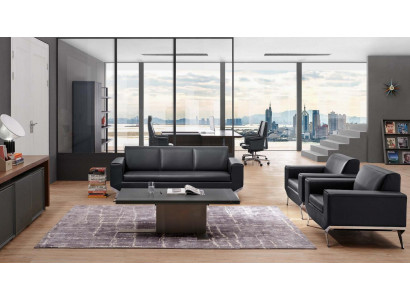 Kunstleder Chesterfield-Sofa in Schwarz modern