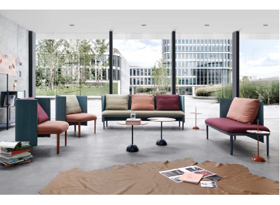 Leder Chesterfield-Gartenmöbelset in Braun mit Stahlrahmen