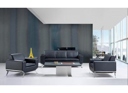 Kunstleder Chesterfield-Sofa in Schwarz modern und elegant