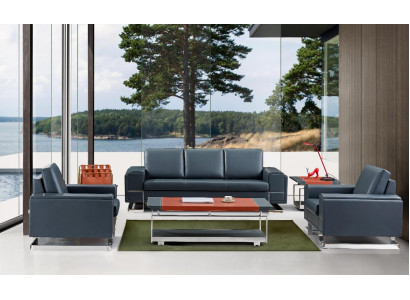 Kunstleder 3-Sitzer Sofa in Schwarz modern