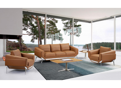 Leder-Couch Chesterfield modern in Schwarz